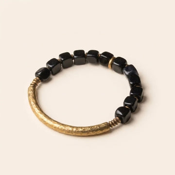 Schwarzer Obsidian Perlenarmband