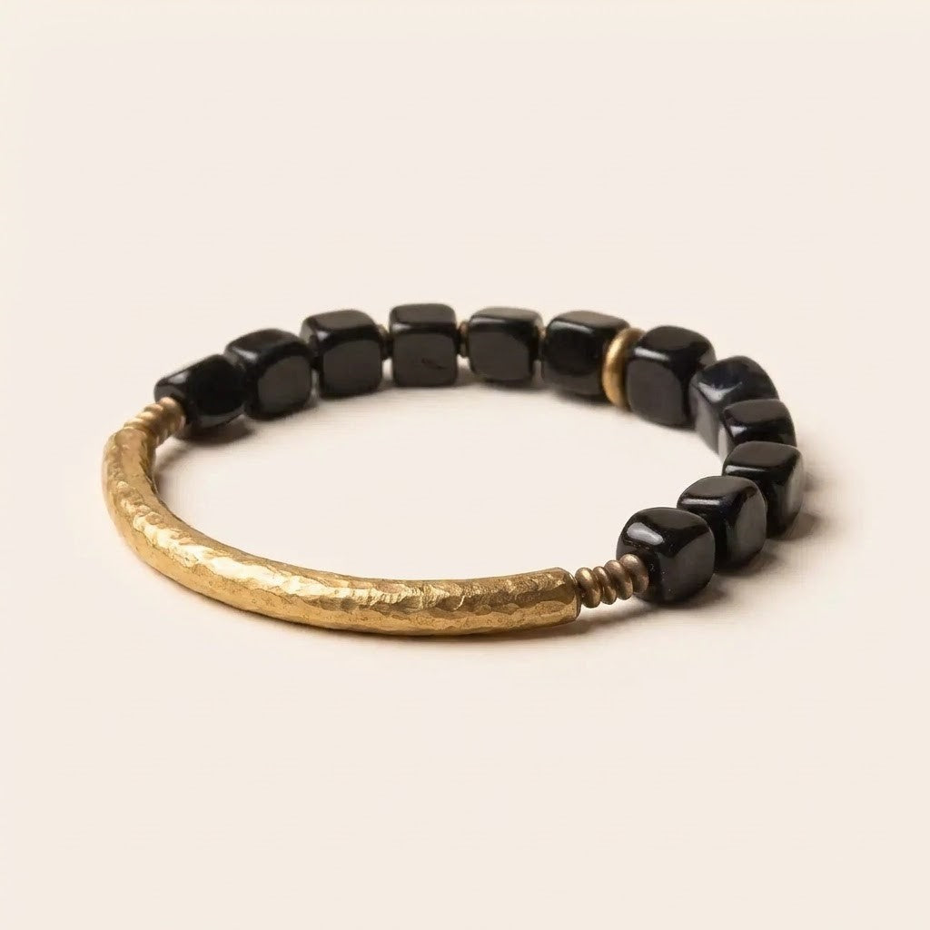 Black Obsidian Retro Beaded Bracelet
