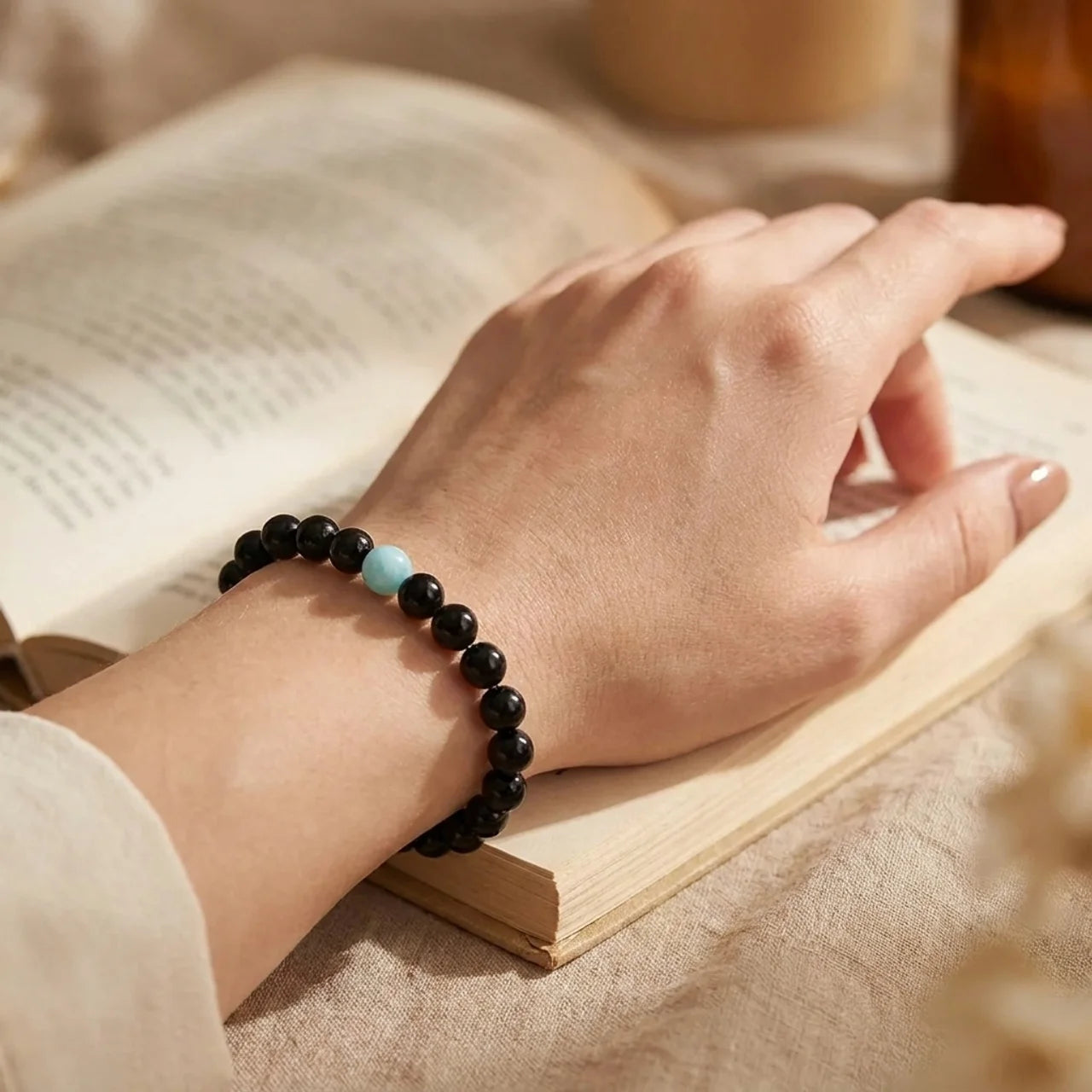 Black Obsidian Turquoise Beaded Bracelet