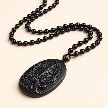 Black Obsidian Wealth Pendant Necklace
