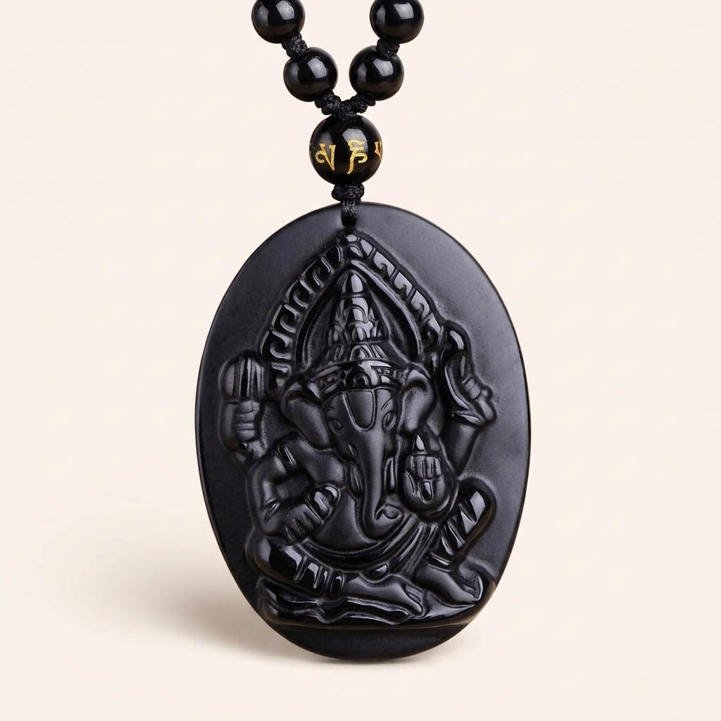 Black Obsidian Wealth Pendant Necklace