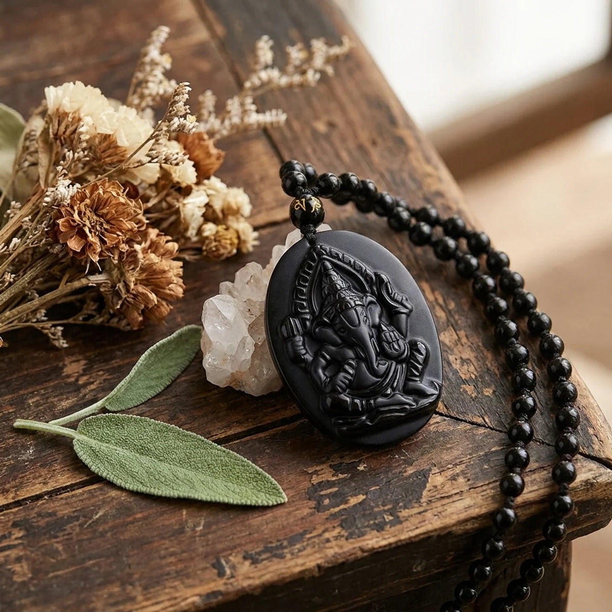 Black Obsidian Wealth Pendant Necklace