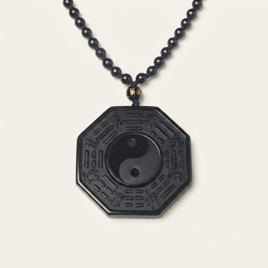 Black Obsidian Yin Yang Pendant Necklace