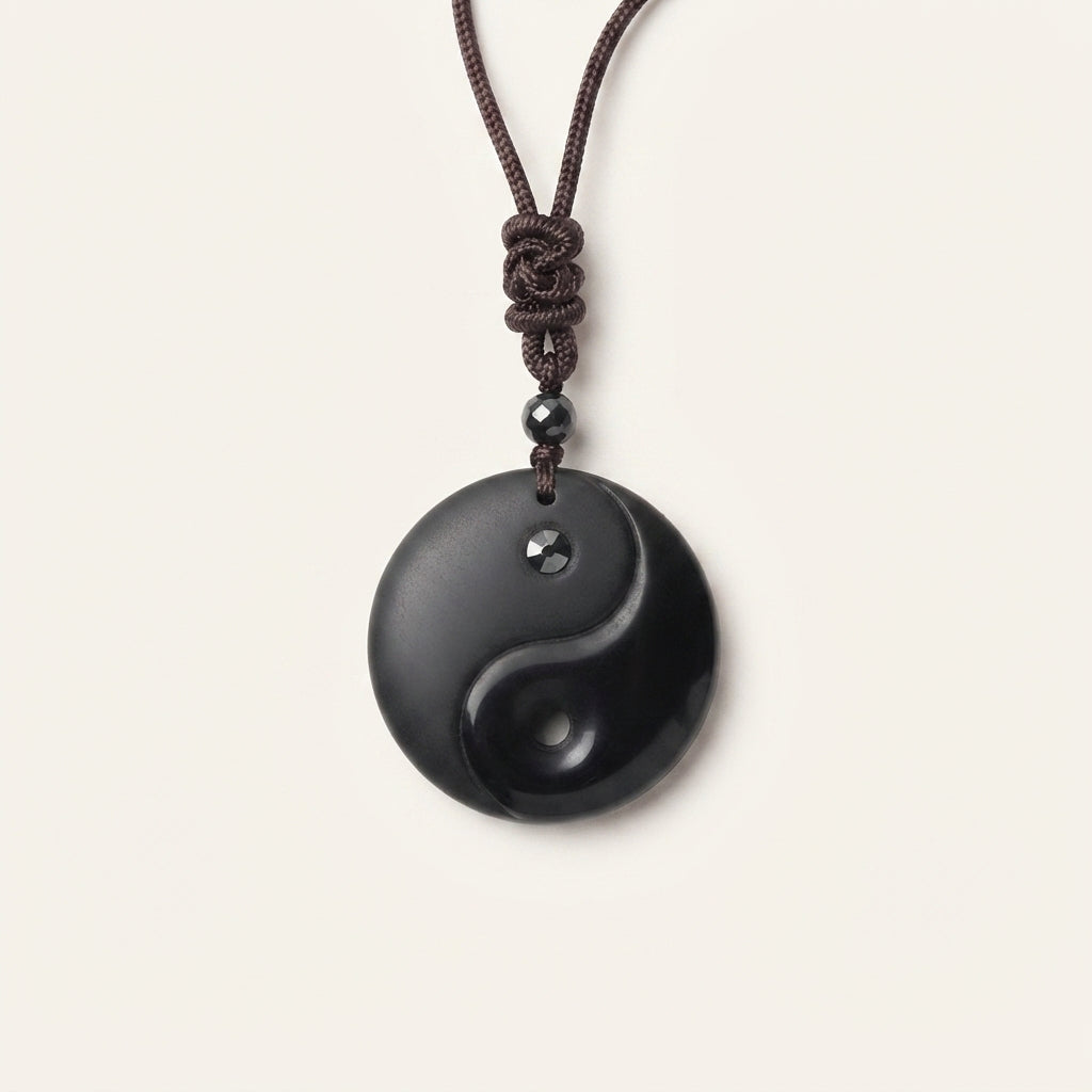 Black Obsidian Yin Yang Pendant Necklace