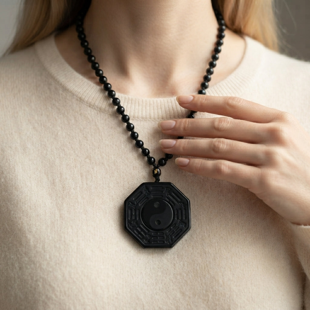 Black Obsidian Yin Yang Pendant Necklace