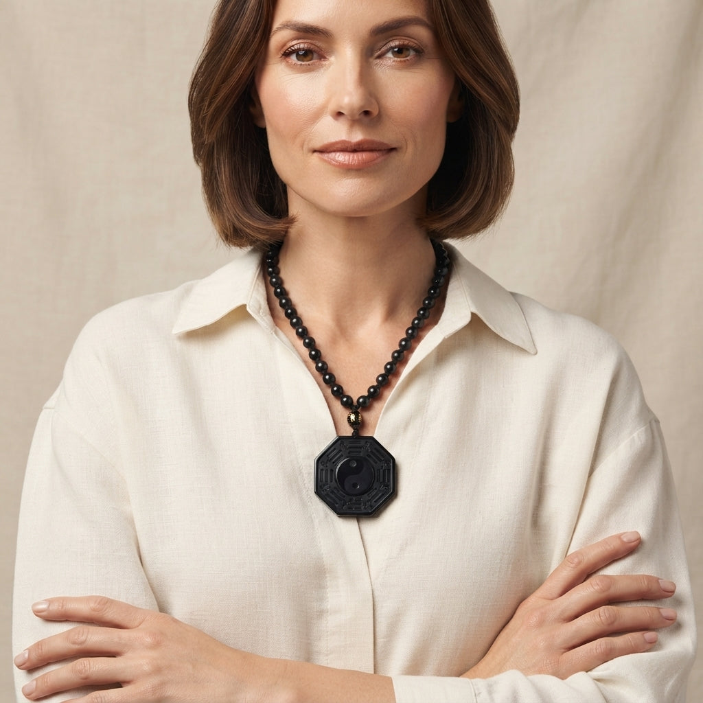 Black Obsidian Yin Yang Pendant Necklace