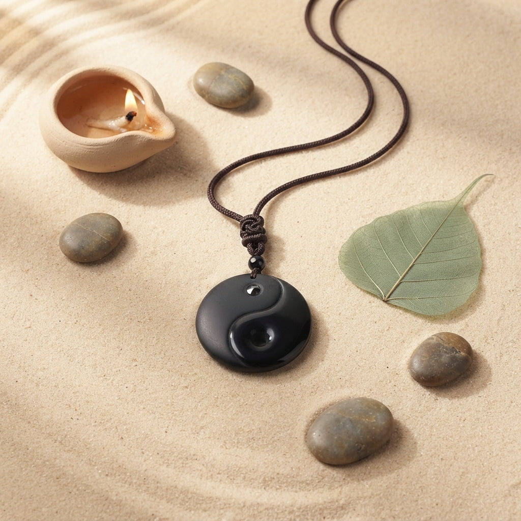 Black Obsidian Yin Yang Pendant Necklace