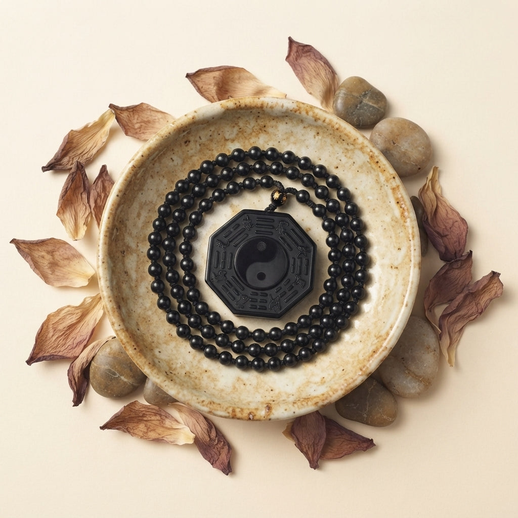 Black Obsidian Yin Yang Pendant Necklace