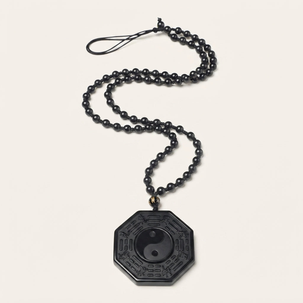 Black Obsidian Yin Yang Pendant Necklace