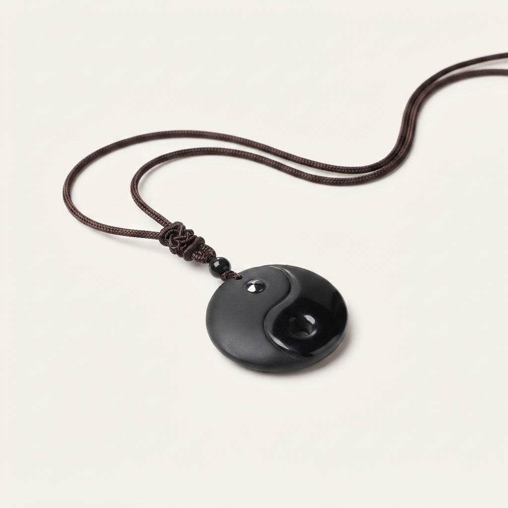 Black Obsidian Yin Yang Pendant Necklace