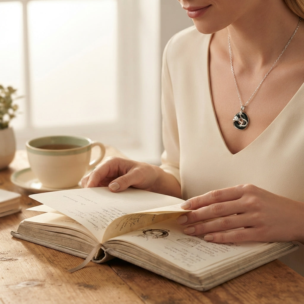 Black Onyx Dragon Phoenix Peace Buckle Pendant Necklace