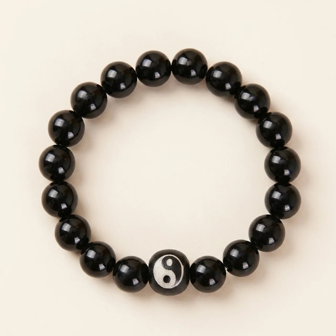 Black Onyx Obsidian Bagua Bead Bracelet