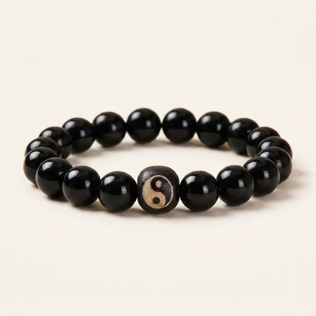 Black Onyx Obsidian Bagua Bead Bracelet