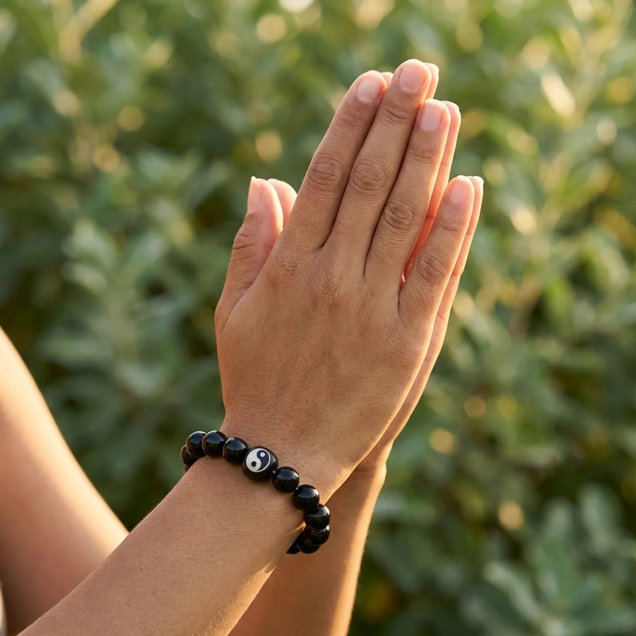 Black Onyx Obsidian Bagua Bead Bracelet