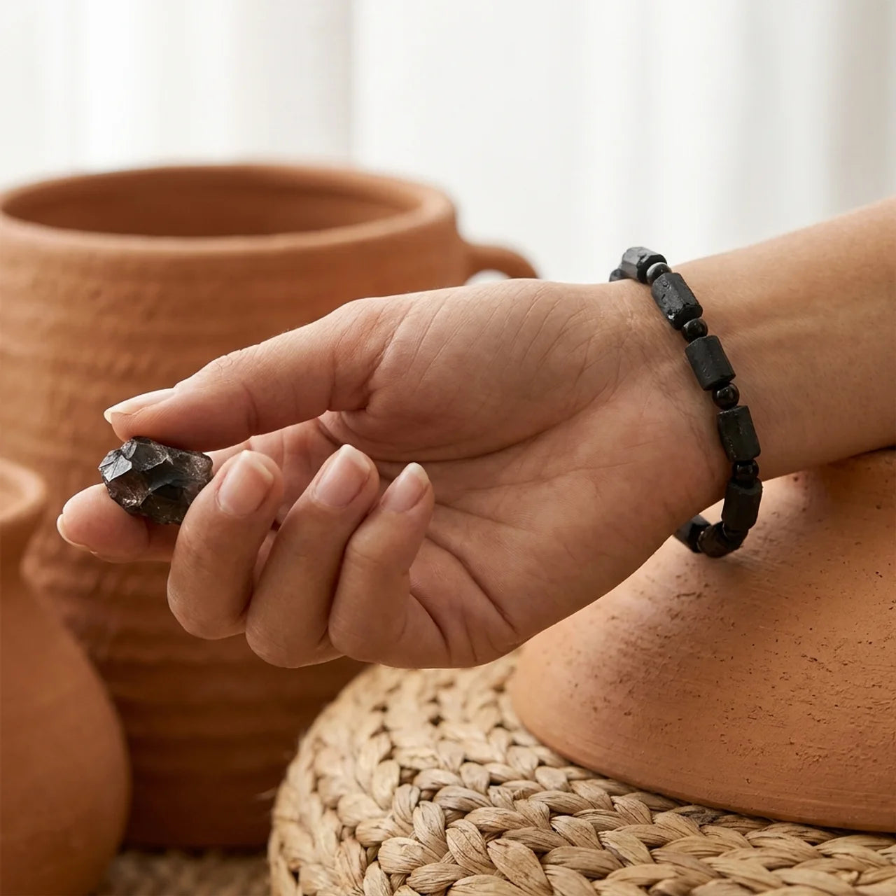 Black Tourmaline Wisdom Beaded Bracelet
