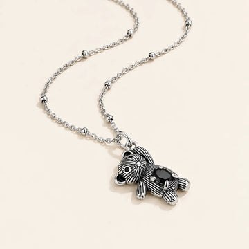 Vintage Black Zircon Bear Pendant Necklace