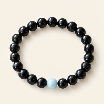 Bracelet de perles en obsidienne noire et turquoise