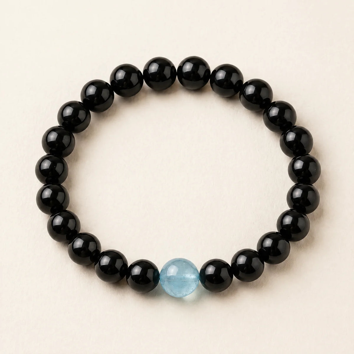 Bracelet de perles en obsidienne noire et turquoise