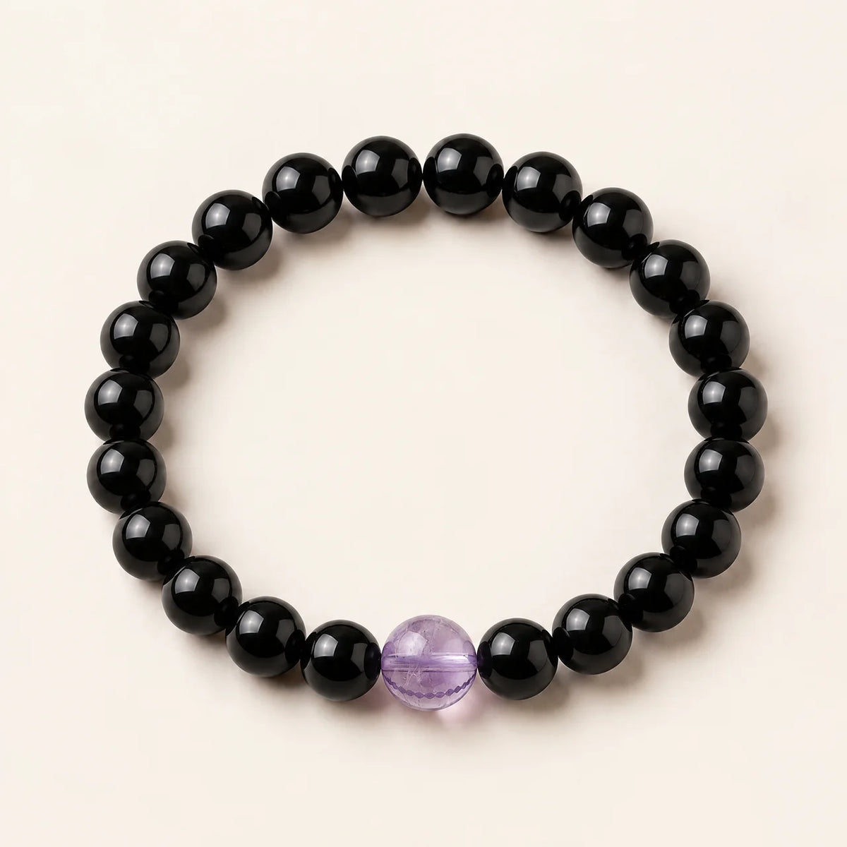 Bracelet de perles en obsidienne noire et turquoise
