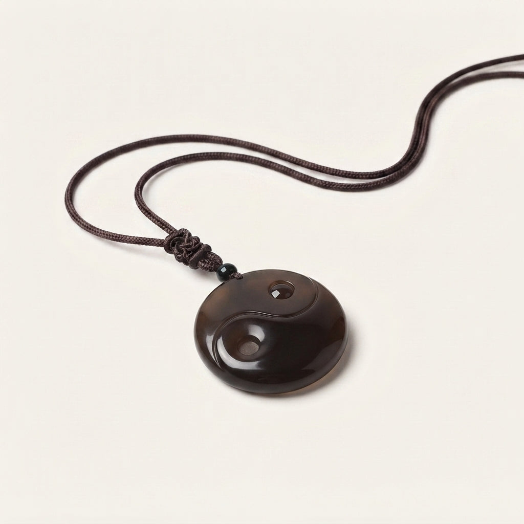 Black Obsidian Yin Yang Pendant Necklace