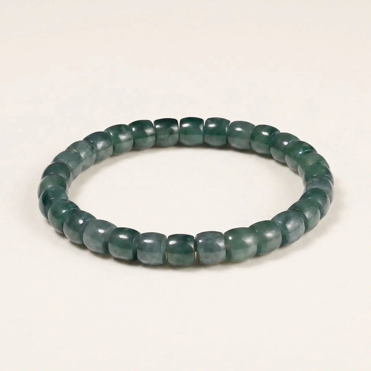 Blue Guatemalan Jade Barrel Beaded Bracelet