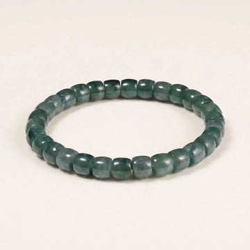 Blue Guatemalan Jade Barrel Beaded Bracelet