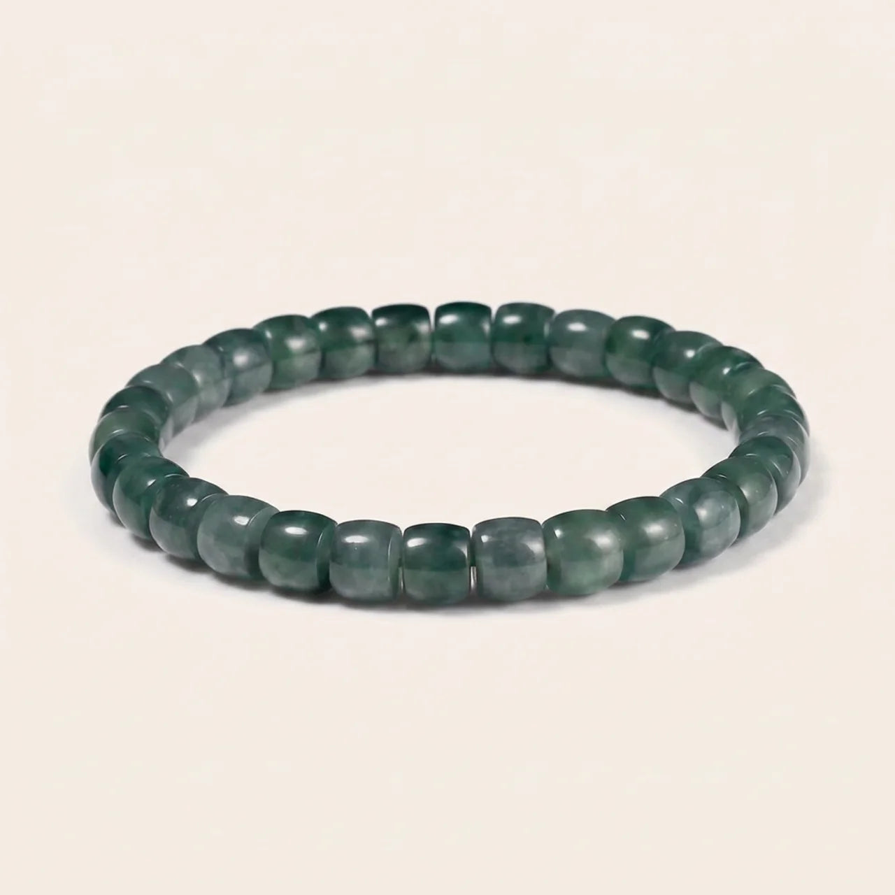 Blue Guatemalan Jade Barrel Beaded Bracelet