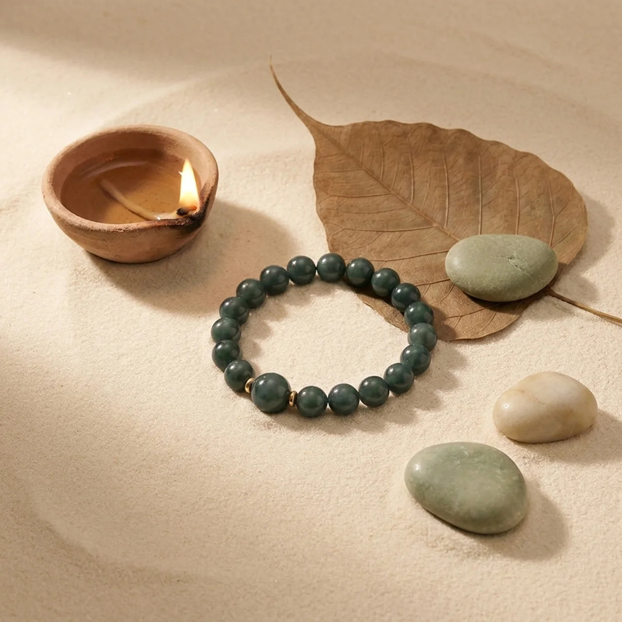 Blue Guatemalan Jade Focal Bead Bracelet