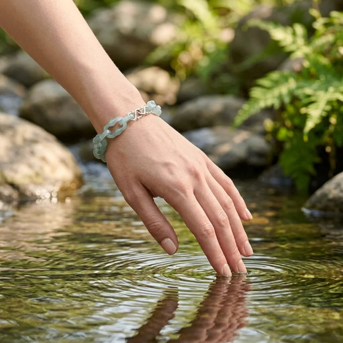 Blue Water Jade Bamboo Bracelet