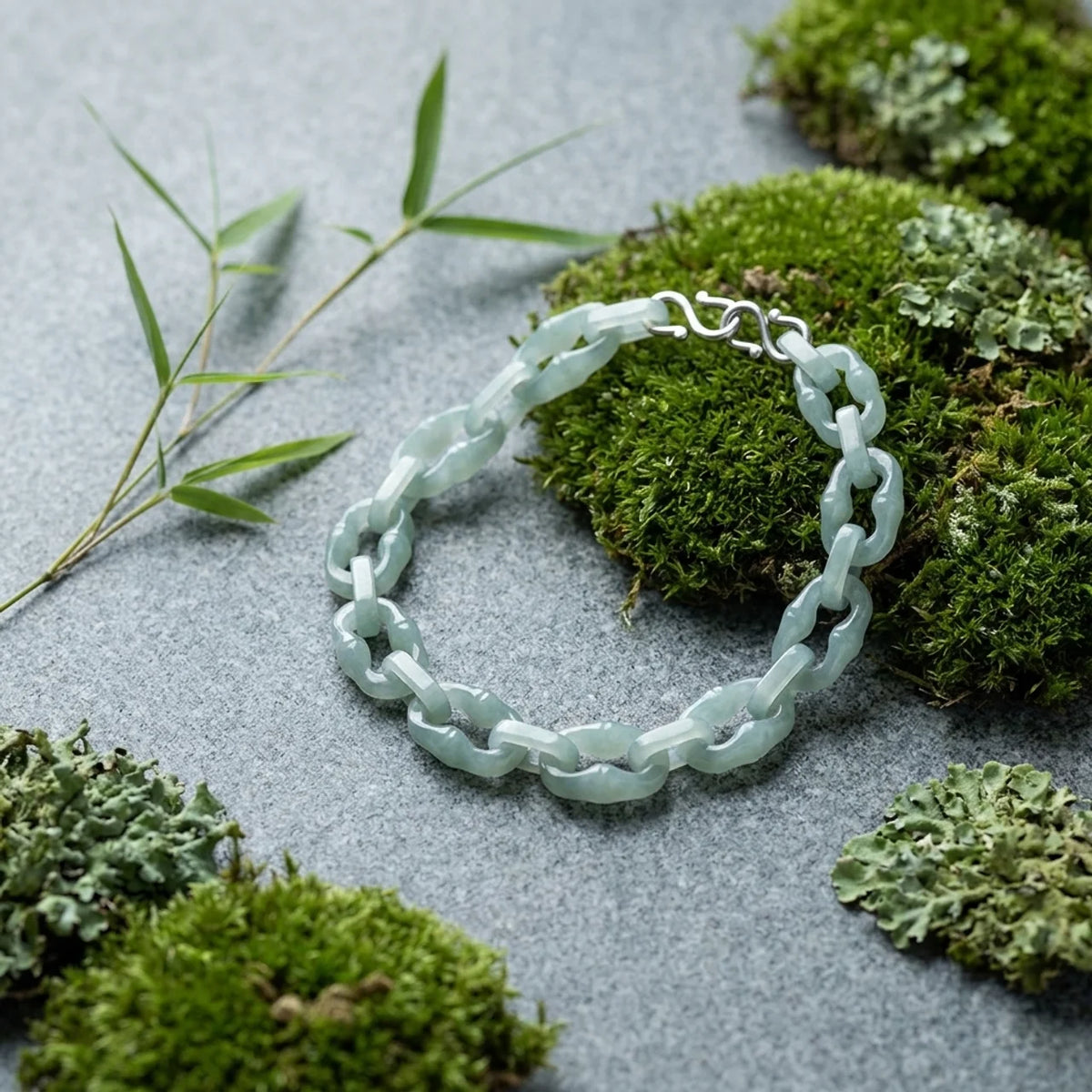 Blue Water Jade Bamboo Bracelet