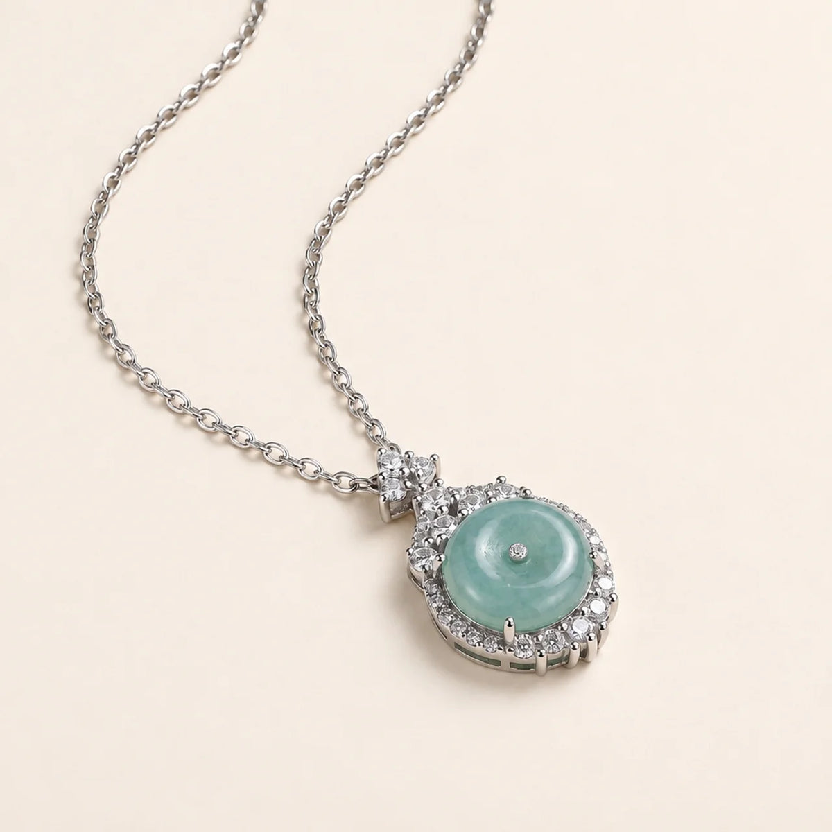 Blue Water Jade Ping An Kou Pendant Necklace