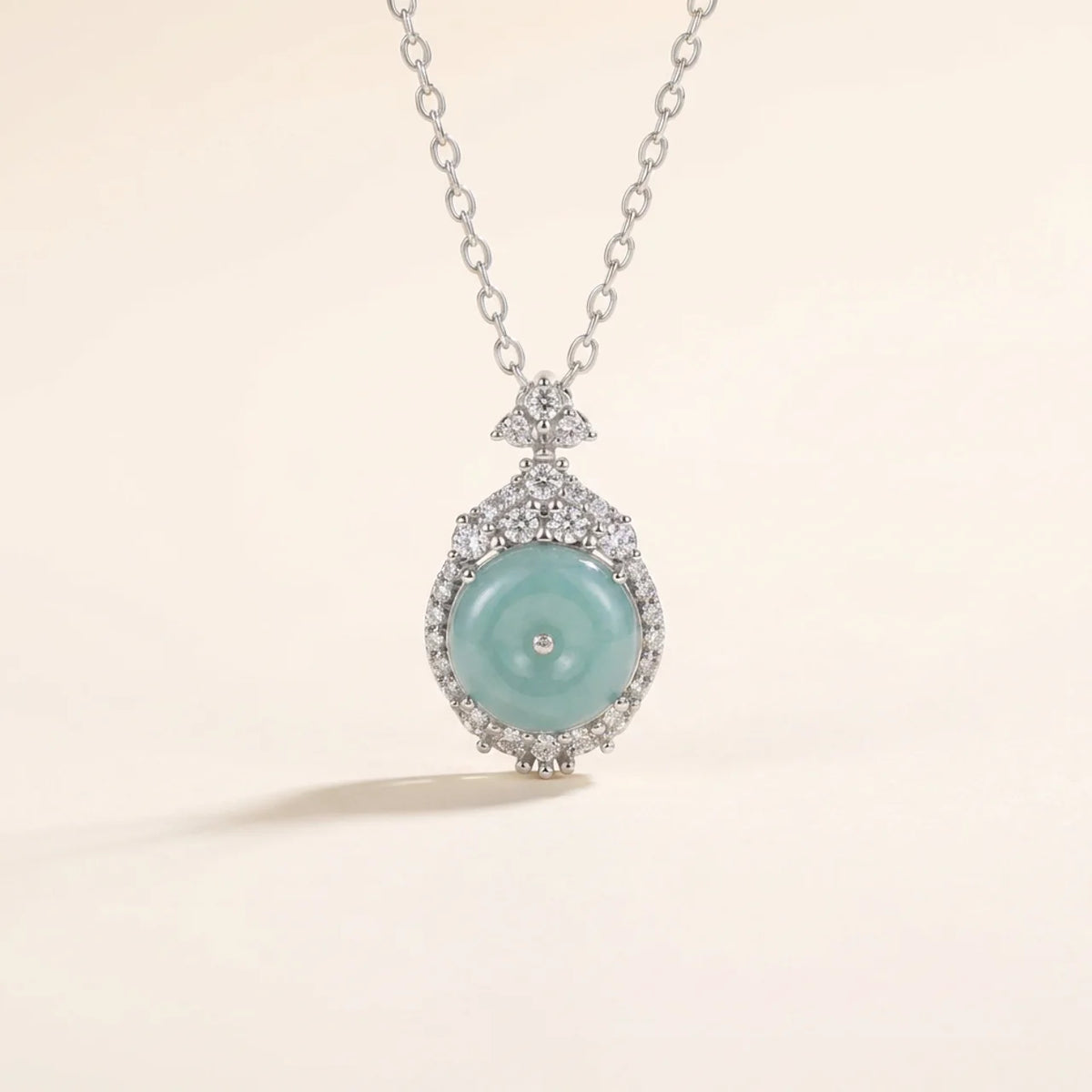 Blue Water Jade Ping An Kou Pendant Necklace