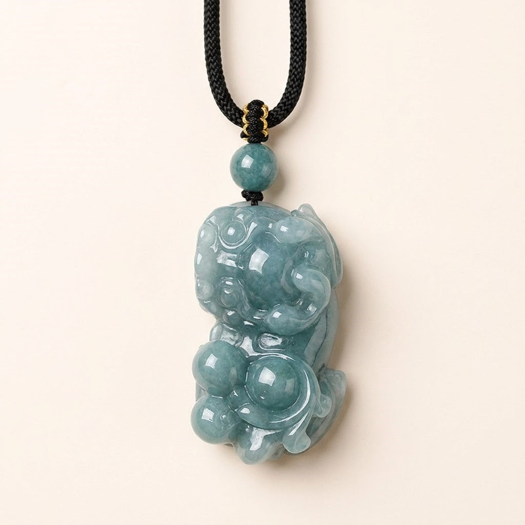 Blue Water Jade Pixiu Pendant Necklace