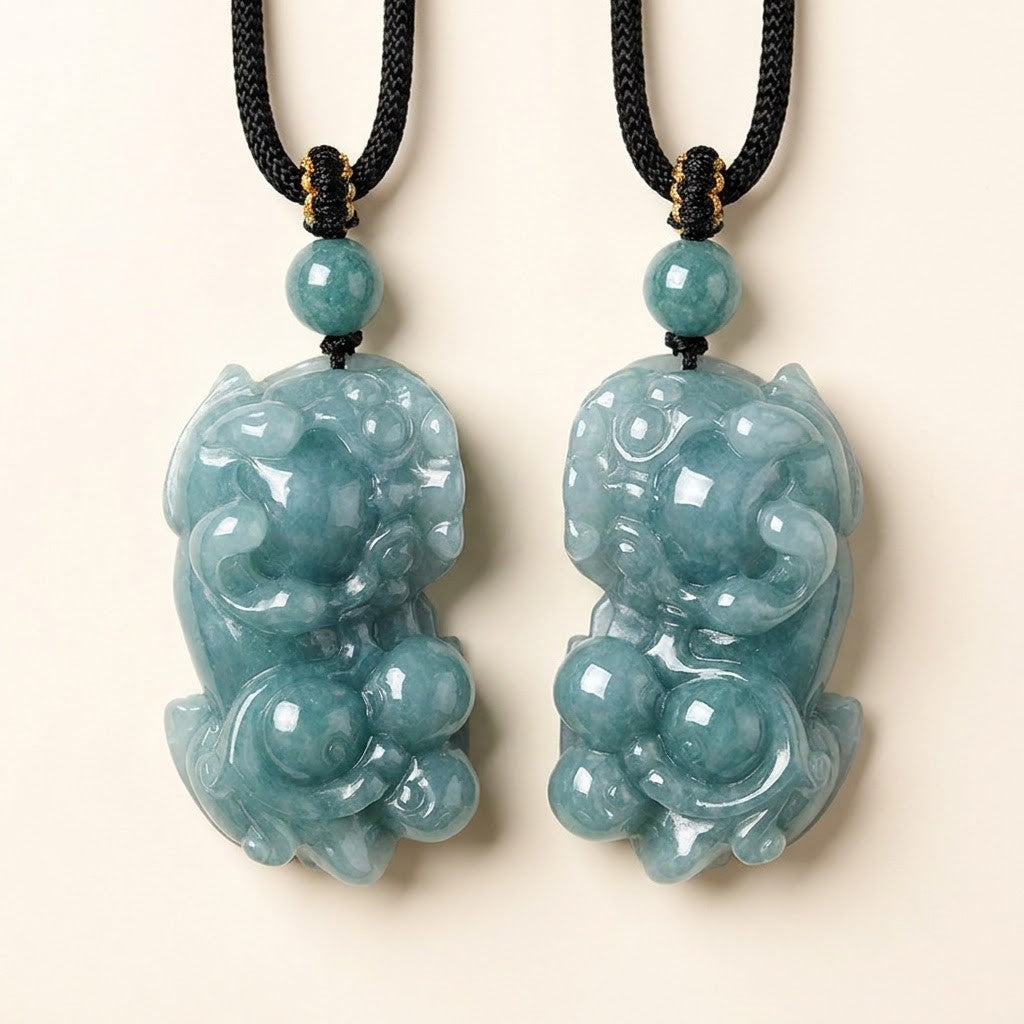 Blue Water Jade Pixiu Pendant Necklace
