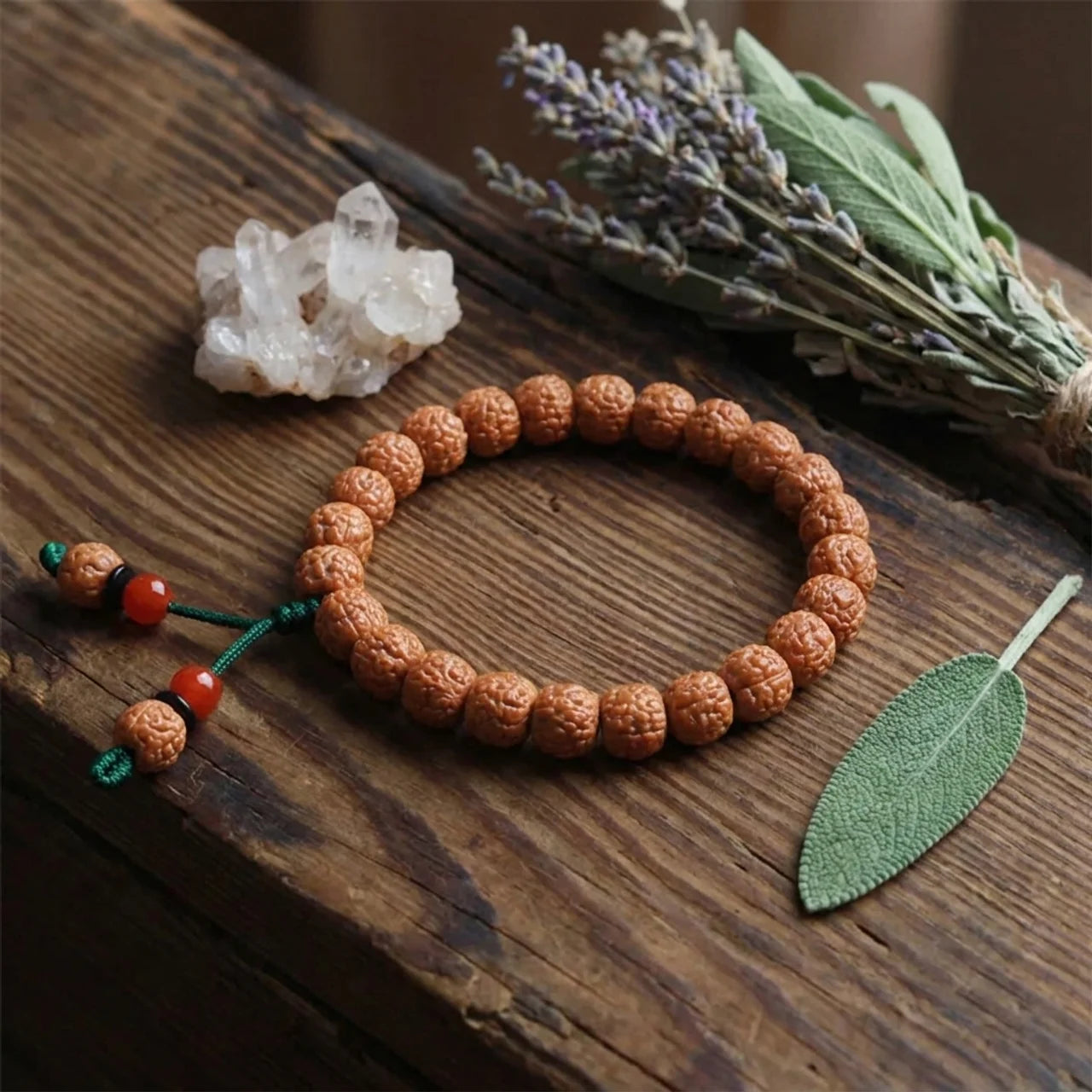 Bodhi Seed Agate Beaded Wealth Bracelet