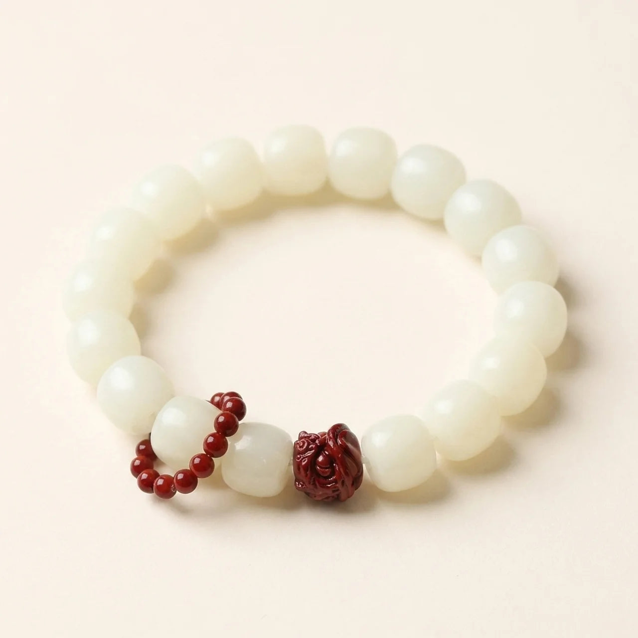 Bodhi Seed Cinnabar Lion Wrist Mala