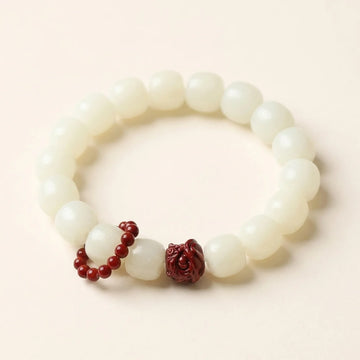 Bodhi Seed Cinnabar Lion Wrist Mala