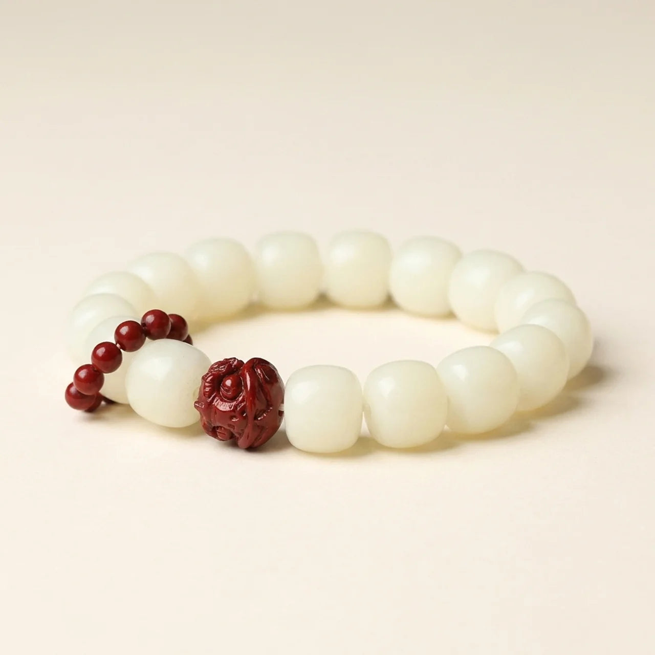 Bodhi Seed Cinnabar Lion Wrist Mala