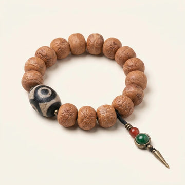 Bodhi Seed Dzi Bead Peace Charm Wrist Mala