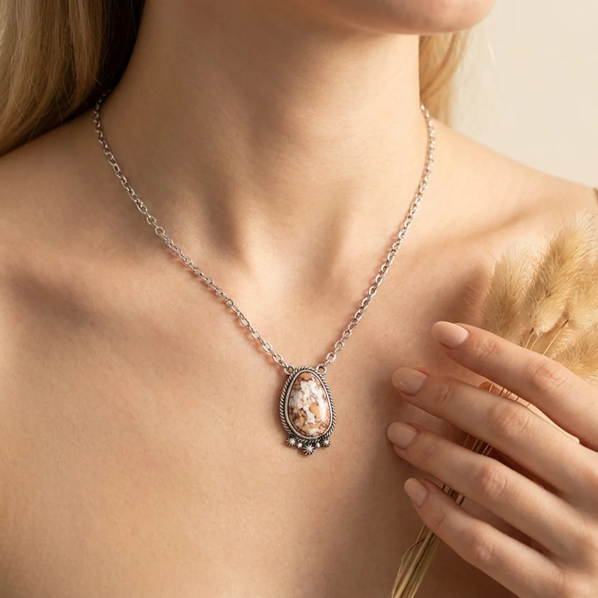 Bohemian Turquoise Teardrop Pendant Necklace