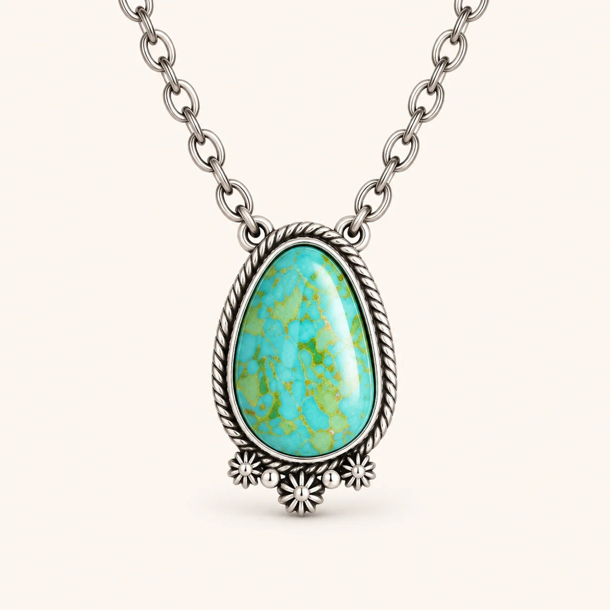 Bohemian Turquoise Teardrop Pendant Necklace