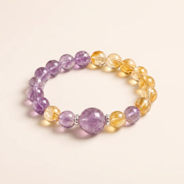 Bracelet en améthyste bolivienne et quartz jaune