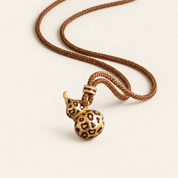 Brass Leopard Print Gourd Pendant Necklace