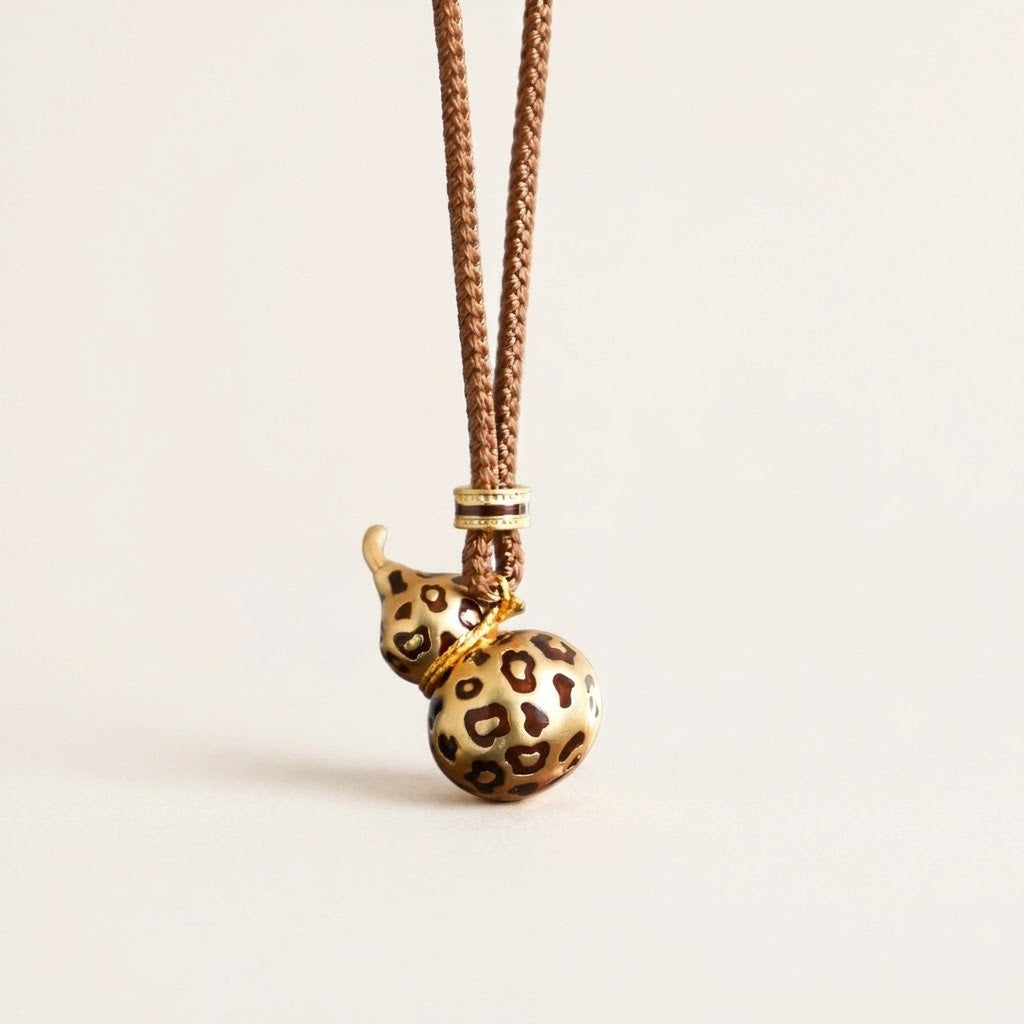 Brass Leopard Print Gourd Pendant Necklace