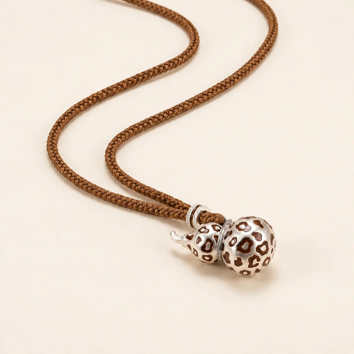 Brass Leopard Print Gourd Pendant Necklace