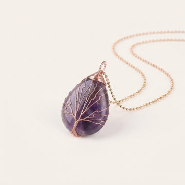 Amethyst Tree of Life Pendant Necklace