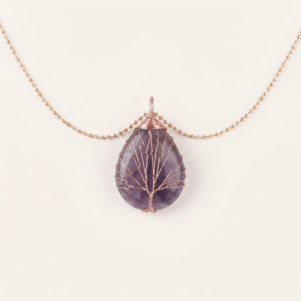 Amethyst Tree of Life Pendant Necklace