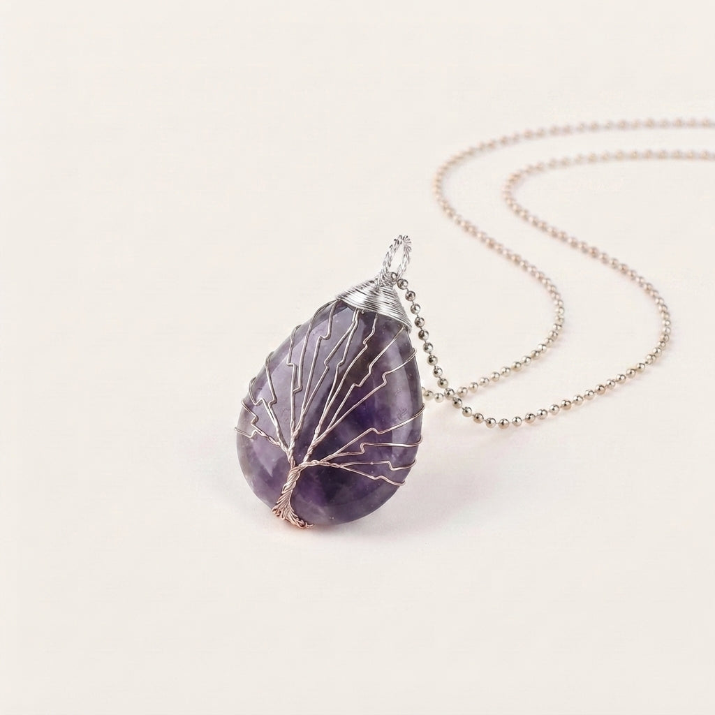 Amethyst Tree of Life Pendant Necklace