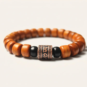 Carved Bone Om Mantra Beaded Bracelet