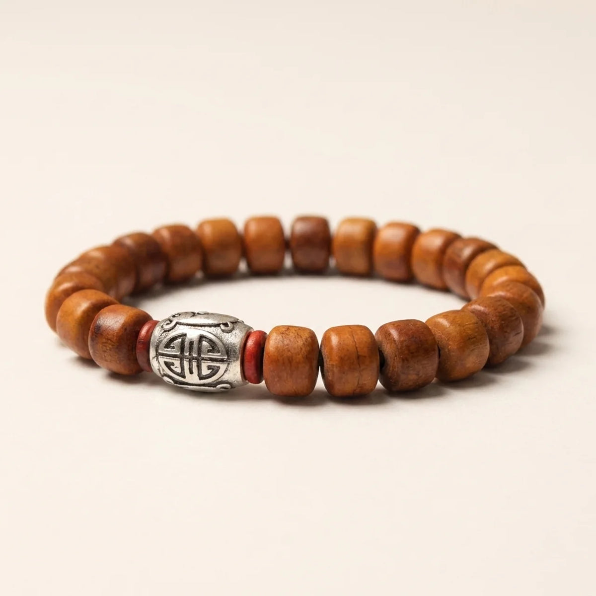 Carved Bone Om Mantra Beaded Bracelet